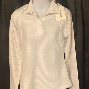 Pommee Women's White Textured Button Down Shirt